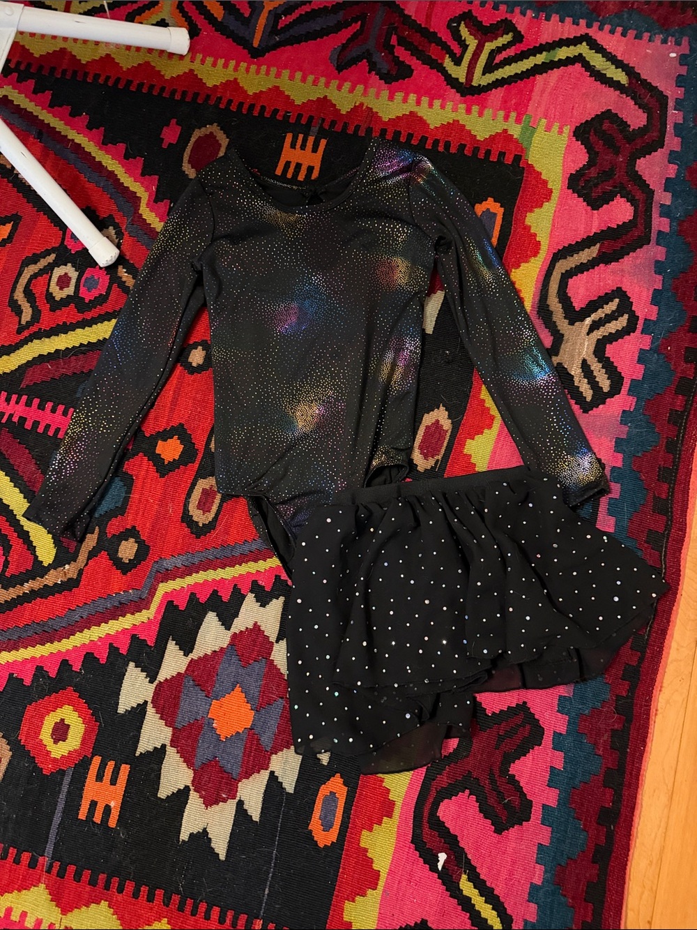 Kids Black Sparkle One-Piece with Skirt